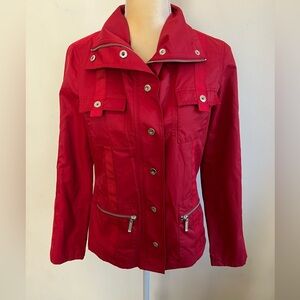 CAbi red motto jacket Y2K vintage style silver hardware size extra small